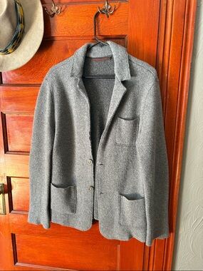 Emozioni Uomo Gray Men's Knit Blazer Sport Coat/Sweater